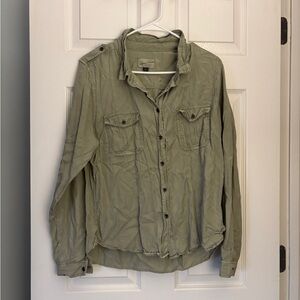 Women's Olive Green Button-Up Shirt
